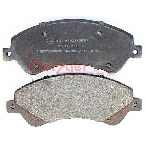 Bremsbelagsatz, Scheibenbremse METZGER 1170146 f&uuml;r FORD, Vorderachse