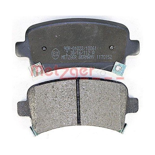 Bremsbelagsatz, Scheibenbremse METZGER 1170152 f&uuml;r OPEL SAAB, Hinterachse