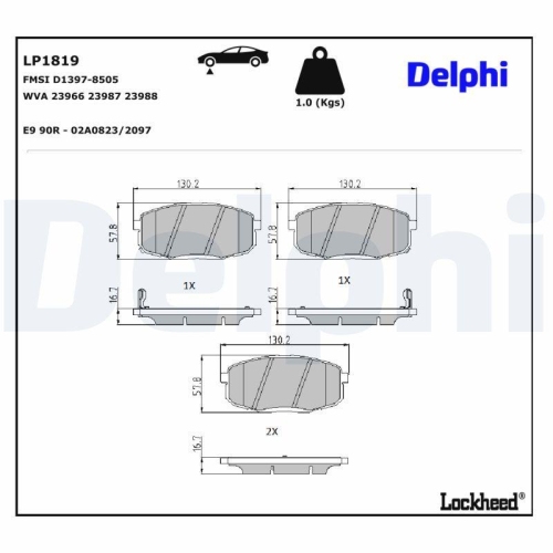 DELPHI LP1819 Bremsbelagsatz, Scheibenbremse f&uuml;r HYUNDAI KIA HYUNDAI (BEIJING)