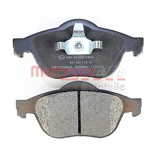 Bremsbelagsatz, Scheibenbremse METZGER 1170161 f&uuml;r RENAULT, Vorderachse