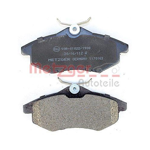 Bremsbelagsatz, Scheibenbremse METZGER 1170163 f&uuml;r CITRO&Euml;N, Vorderachse
