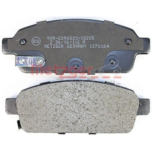 Bremsbelagsatz, Scheibenbremse METZGER 1170164 GREENPARTS f&uuml;r OPEL, Hinterachse