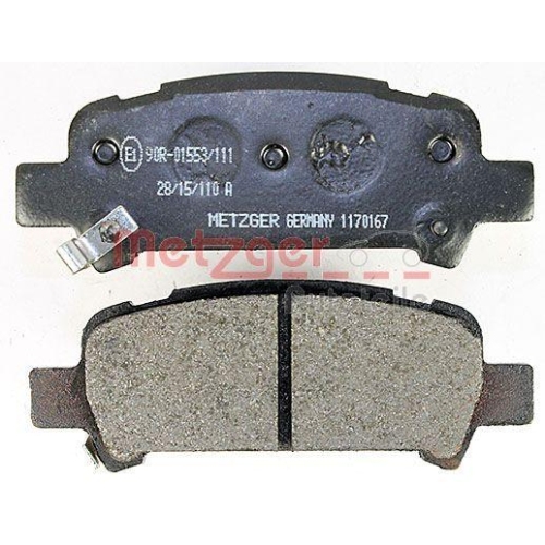 Bremsbelagsatz, Scheibenbremse METZGER 1170167 f&uuml;r SUBARU, Hinterachse