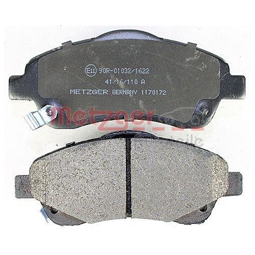 Bremsbelagsatz, Scheibenbremse METZGER 1170172 f&uuml;r TOYOTA, Vorderachse
