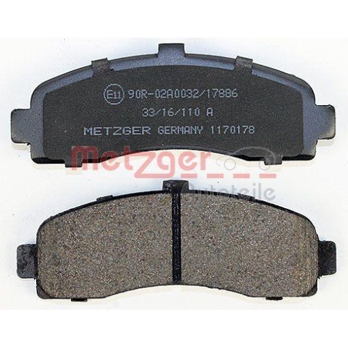 Bremsbelagsatz, Scheibenbremse METZGER 1170178 f&uuml;r NISSAN, Vorderachse