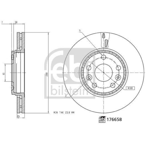 FEBI BILSTEIN 176658 2 St&uuml;ck Bremsscheiben f&uuml;r NISSAN RENAULT, Vorderachse
