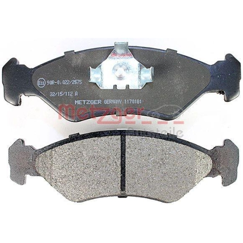 Bremsbelagsatz, Scheibenbremse METZGER 1170181 f&uuml;r FORD, Vorderachse