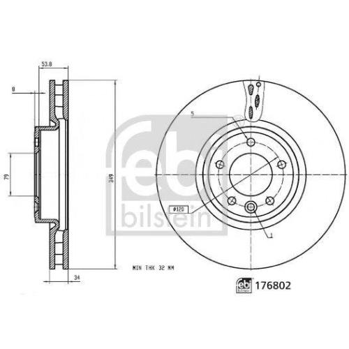FEBI BILSTEIN 176802 2 St&uuml;ck Bremsscheiben f&uuml;r LAND ROVER, Vorderachse