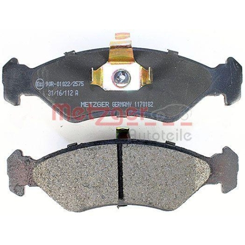 Bremsbelagsatz, Scheibenbremse METZGER 1170182 f&uuml;r FORD MAZDA OPEL, Vorderachse
