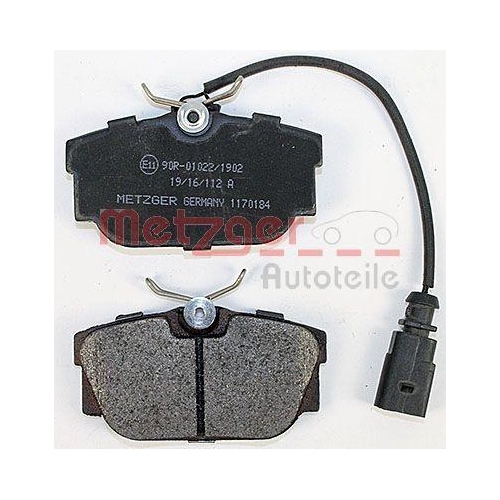 Bremsbelagsatz, Scheibenbremse METZGER 1170184 f&uuml;r FORD SEAT VW VAG, Hinterachse
