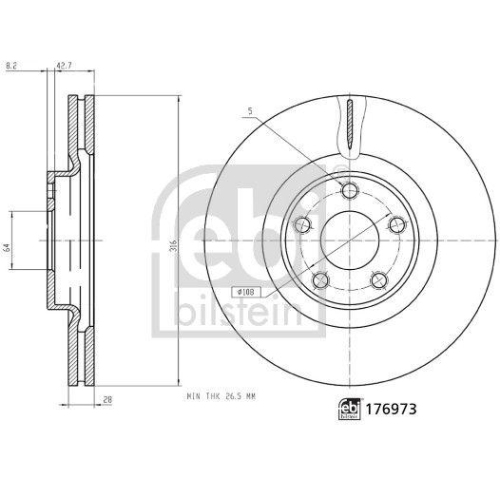FEBI BILSTEIN 176973 2 St&uuml;ck Bremsscheiben f&uuml;r FORD, Vorderachse