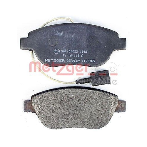 Bremsbelagsatz, Scheibenbremse METZGER 1170185 f&uuml;r FIAT, Vorderachse