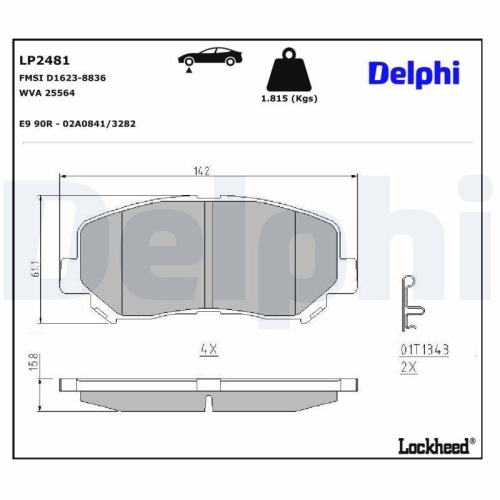 DELPHI LP2481 Bremsbelagsatz, Scheibenbremse f&uuml;r MAZDA, Vorderachse
