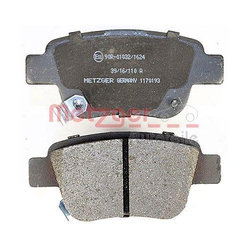 Bremsbelagsatz, Scheibenbremse METZGER 1170193 f&uuml;r TOYOTA, Hinterachse