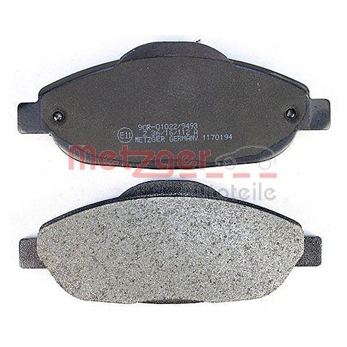Bremsbelagsatz, Scheibenbremse METZGER 1170194 f&uuml;r PEUGEOT, Vorderachse