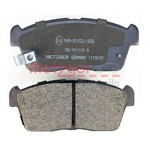 Bremsbelagsatz, Scheibenbremse METZGER 1170197 f&uuml;r DAIHATSU SUZUKI, Vorderachse