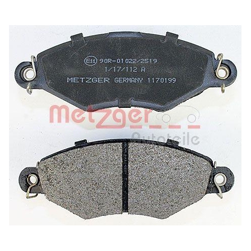 Bremsbelagsatz, Scheibenbremse METZGER 1170199 f&uuml;r PEUGEOT, Vorderachse