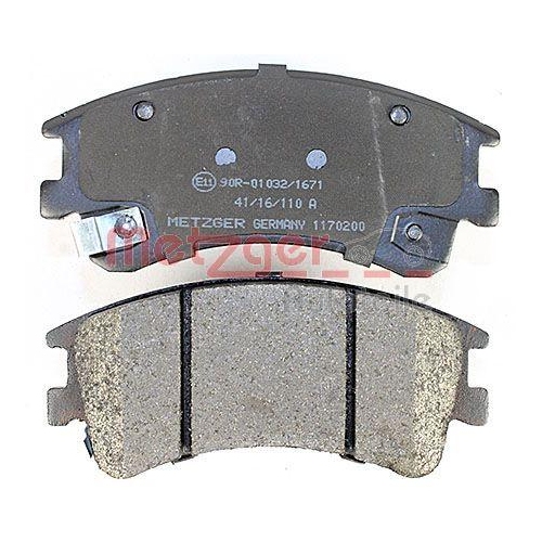 Bremsbelagsatz, Scheibenbremse METZGER 1170200 f&uuml;r MAZDA, Vorderachse