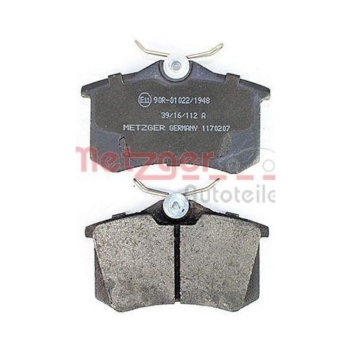 Bremsbelagsatz, Scheibenbremse METZGER 1170207 f&uuml;r CITRO&Euml;N PEUGEOT RENAULT