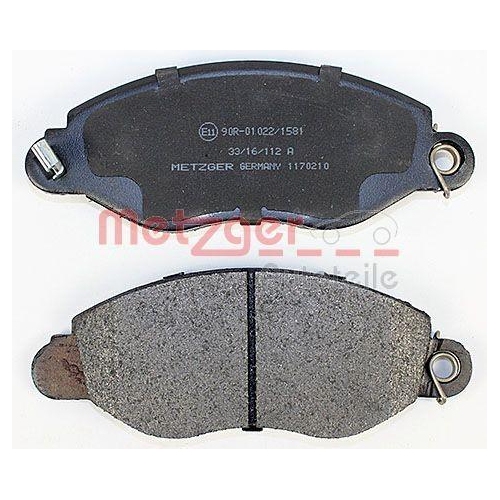 Bremsbelagsatz, Scheibenbremse METZGER 1170210 f&uuml;r FORD, Vorderachse