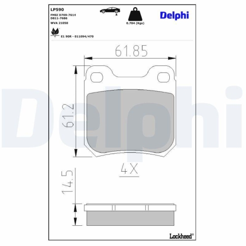 DELPHI LP590 Bremsbelagsatz, Scheibenbremse f&uuml;r OPEL SAAB VAUXHALL, Hinterachse