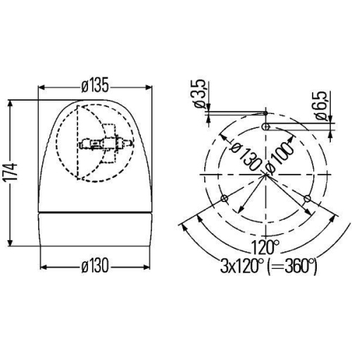 HELLA Rundumkennleuchte 2RL 007 337-011 Rotafix für AEBI AUDI DAF KÄSSBOHRER MAN