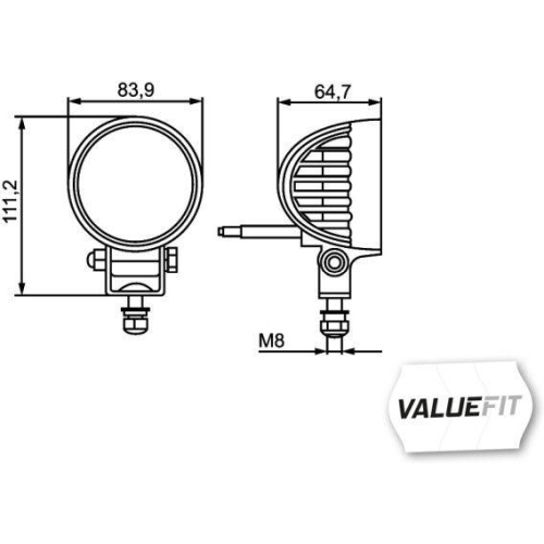 HELLA Arbeitsscheinwerfer 1G0 357 000-011 VALUEFIT für