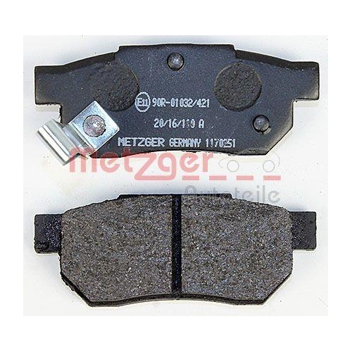 Bremsbelagsatz, Scheibenbremse METZGER 1170251 f&uuml;r HONDA ROVER, Hinterachse
