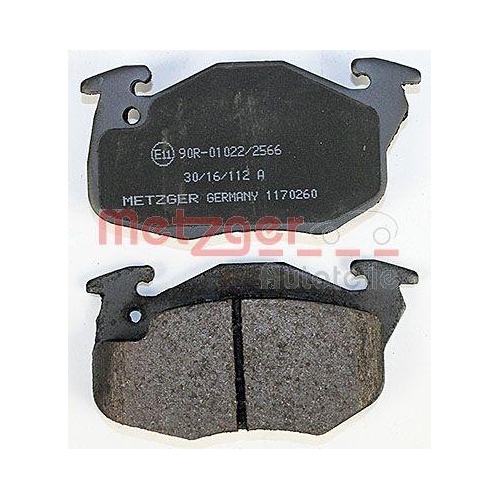 Bremsbelagsatz, Scheibenbremse METZGER 1170260 f&uuml;r CITRO&Euml;N PEUGEOT RENAULT