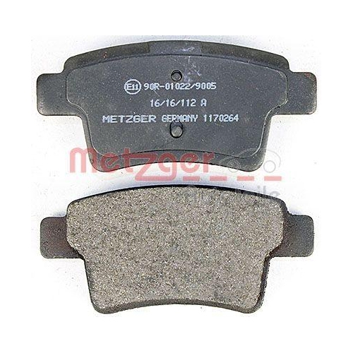 Bremsbelagsatz, Scheibenbremse METZGER 1170264 f&uuml;r CITRO&Euml;N, Hinterachse