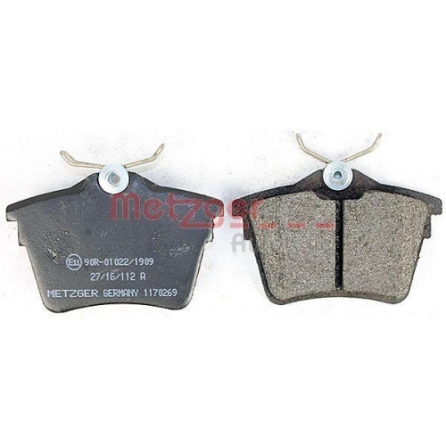Bremsbelagsatz, Scheibenbremse METZGER 1170269 f&uuml;r PEUGEOT, Hinterachse