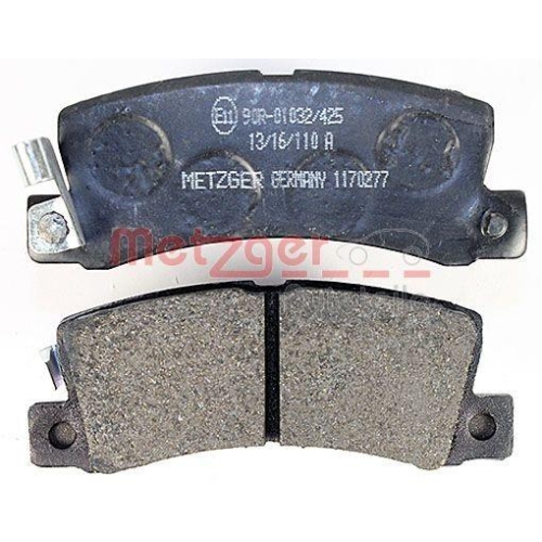 Bremsbelagsatz, Scheibenbremse METZGER 1170277 f&uuml;r TOYOTA, Hinterachse