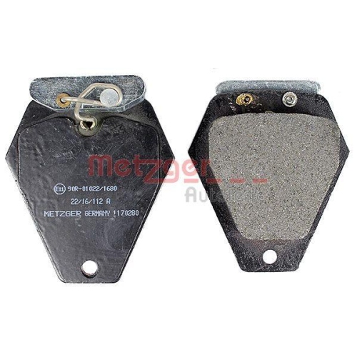 Bremsbelagsatz, Scheibenbremse METZGER 1170280 f&uuml;r AUDI, Vorderachse