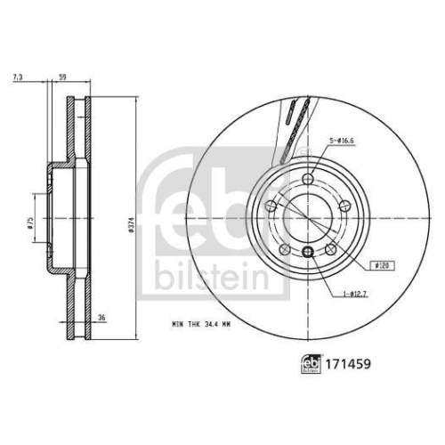 Bremsscheibe FEBI BILSTEIN 171459 f&uuml;r BMW, Vorderachse links