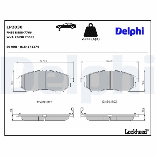 DELPHI LP2030 Bremsbelagsatz, Scheibenbremse f&uuml;r NISSAN RENAULT INFINITI