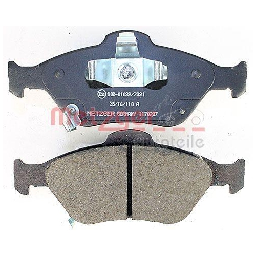 Bremsbelagsatz, Scheibenbremse METZGER 1170287 f&uuml;r TOYOTA, Vorderachse