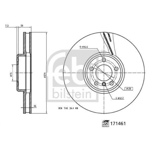 Bremsscheibe FEBI BILSTEIN 171461 f&uuml;r BMW, Vorderachse rechts