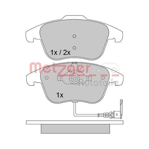 Bremsbelagsatz, Scheibenbremse METZGER 1170289 f&uuml;r VAG, Vorderachse