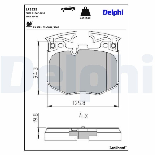 DELPHI LP3235 Bremsbelagsatz, Scheibenbremse f&uuml;r BMW TOYOTA BMW (BRILLIANCE)