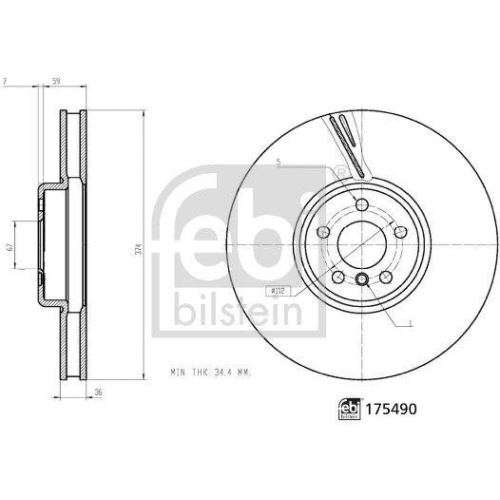 Bremsscheibe FEBI BILSTEIN 175490 f&uuml;r BMW, Vorderachse rechts
