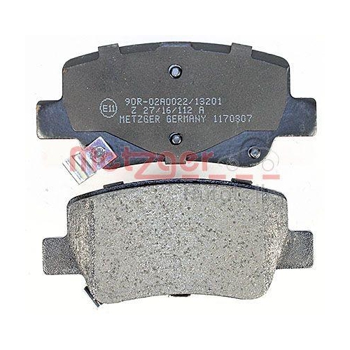 Bremsbelagsatz, Scheibenbremse METZGER 1170307 f&uuml;r TOYOTA, Hinterachse