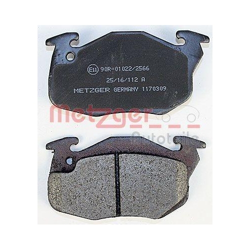 Bremsbelagsatz, Scheibenbremse METZGER 1170309 f&uuml;r PEUGEOT RENAULT, Vorderachse