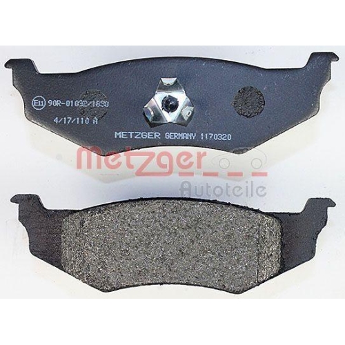 Bremsbelagsatz, Scheibenbremse METZGER 1170320 f&uuml;r CHRYSLER, Hinterachse