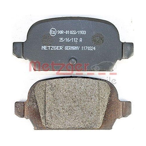 Bremsbelagsatz, Scheibenbremse METZGER 1170324 f&uuml;r OPEL, Hinterachse