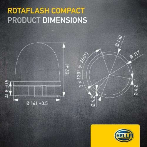 HELLA Blitz-Kennleuchte 2XD 013 878-001 f&uuml;r IVECO VOLVO FENDT AGCO