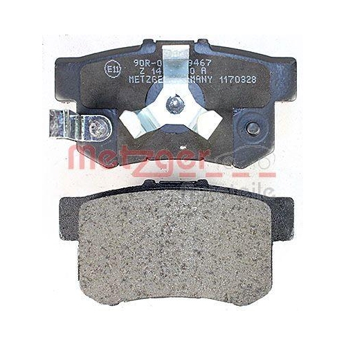 Bremsbelagsatz, Scheibenbremse METZGER 1170328 f&uuml;r HONDA, Hinterachse
