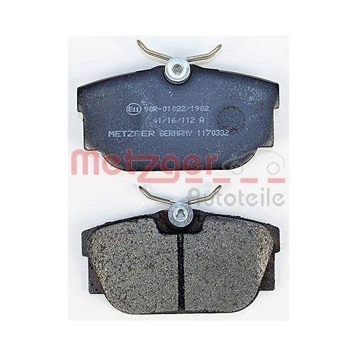 Bremsbelagsatz, Scheibenbremse METZGER 1170332 f&uuml;r VAG, Hinterachse
