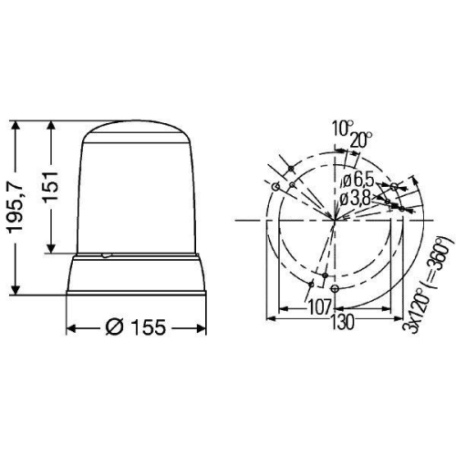 HELLA Blitz-Kennleuchte 2RL 008 181-111 f&uuml;r AEBI AUW&Auml;RTER DAF IVECO MAN SCANIA