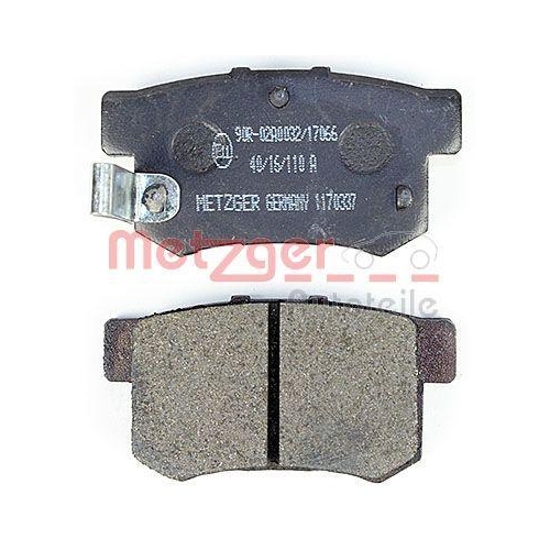 Bremsbelagsatz, Scheibenbremse METZGER 1170337 GREENPARTS f&uuml;r HONDA, Hinterachse