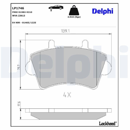 DELPHI LP1746 Bremsbelagsatz, Scheibenbremse f&uuml;r NISSAN OPEL RENAULT VAUXHALL